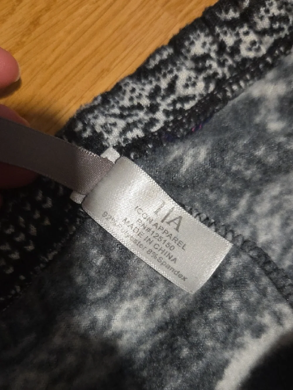 Black & White Reindeer Print Fleece Leggings - Picture 3 of 4